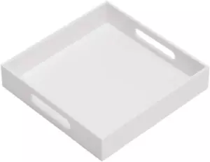 Glossy White Sturdy Acrylic Serving Tray with Handles-10X10Inch-Serving Coffee,A - Picture 1 of 7