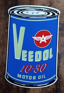 Lata de aceite de motor Veedol letrero pesado 18 pulgadas tienda garaje hogar decoración de pared - Imagen 1 de 1
