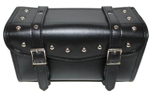 12" W MOTORCYCLE WATERPROOF BLACK STUDDED TOOL FORK BAG FOR HARLEY - DDD81 - Picture 1 of 5