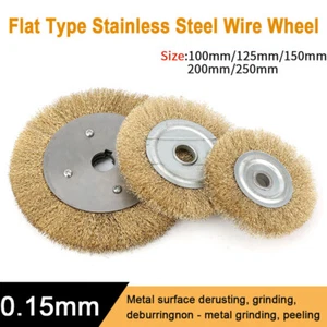 100mm-300mm Flat Crimped Stainless Steel Wire Wheel Brush for Rust Remover Tools - Picture 1 of 9