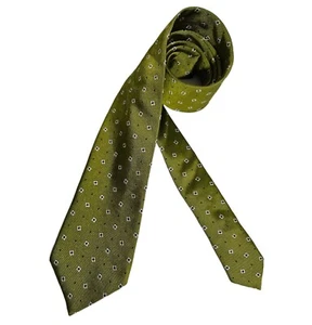 ERMENEGILDO ZEGNA Green Floral Polka Dot Silk LUXURY Tie ITALY - Picture 1 of 4