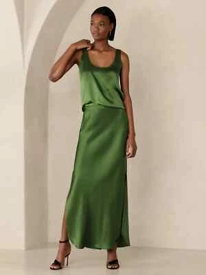 Banana RepublicL Dreamer Silk Maxi Skirt, Size XS, Charmed Green #745961  NEW - Image 1 of 3