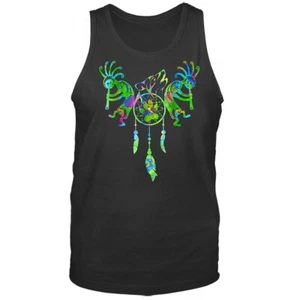 Camiseta sin mangas Kokopelli Duo Atrapasueños Plumas Tribal Indio Nativo Americano - Imagen 1 de 8