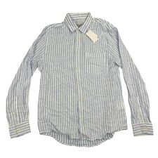 Cotton:On Mens Ashby Striped Viscose Linen Button Down Shirt Blue White S