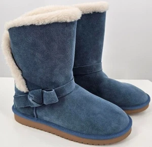 Koolaburra By UGG Suede Lined Bow Short Boot Arlean Blue - Picture 1 of 9