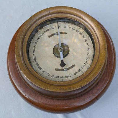 Antiguo instrumento paleta de viento medidor esfera madera latón velero MY mar Foto 1 de 4