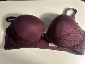 Victoria’s Secret 40DD Push Up Padded Bra Deep Purple Lace Trim Smooth NWOT - Picture 1 of 8