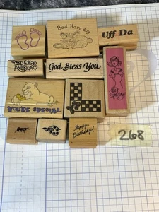 Holzblock Stempelset VERSCHIEDENE GEFÜHLE BABY GEBURTSTAG GOD BLESS YOU UFF DA Lot 268 - Bild 1 von 2
