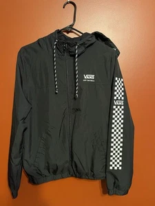 Vans Off The Wall Windbreaker Jacke mit Kapuze MED Damen schwarz kariert Full Zip - Bild 1 von 5