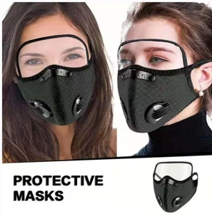 Cycling Face Mask with Filter Goggles Dust Mask Sport Washable Reusable Facemask - Picture 1 of 12