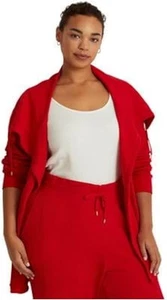 Lauren Ralph Lauren Thermo Waffel Strick Cardigan Jacke Lippenstift - Rot - Größe: 1X - Bild 1 von 2