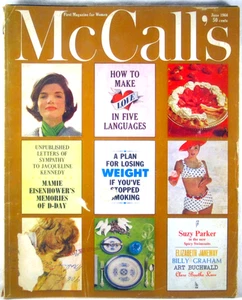 McCALL'S MAGAZINE June 1964 JACKIE KENNEDY Mamie Eisenhower D-Day New Swimsuits - Picture 1 of 4