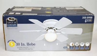 Turn of the Century 30" Low Profile Ceiling Fan 3 Speed White #355-5950 - New!! - Image 1 of 4