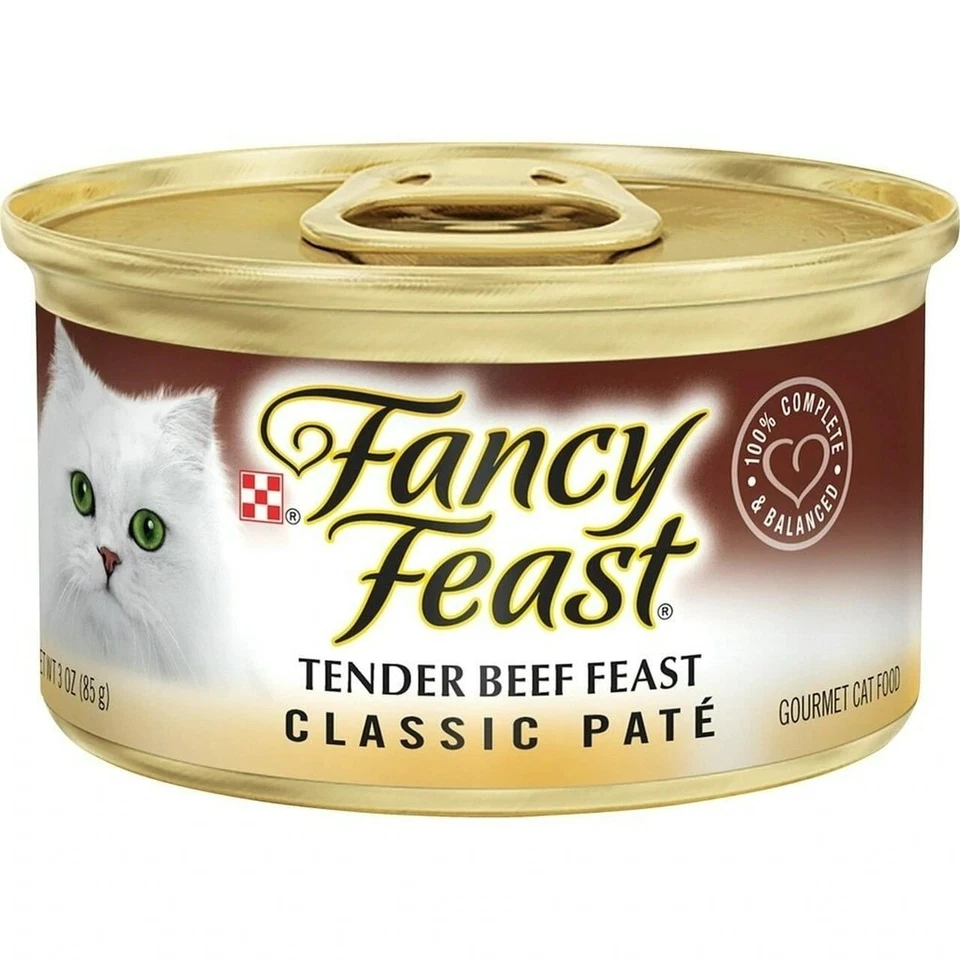( 4 Pack ) Fancy Feast Cat Food, Gourmet, Tender Beef Classic Pate 3 Oz, cans