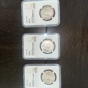 1942 D,1944, &1945 S 50C Walking Liberty Coins MS64 NGC - Picture 1 of 8