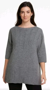 Lafayette 148 New York 100% Kaschmir Pullover Damen Größe Small grau gerippt 95135 - Bild 1 von 9