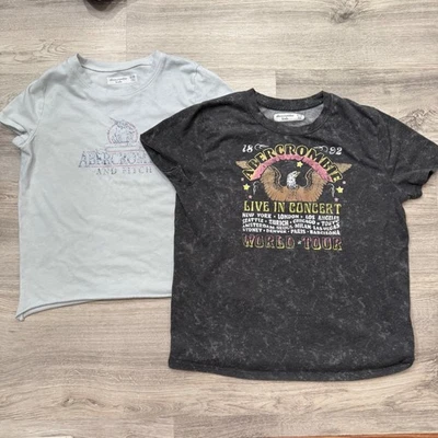 Abercrombie Kids Graphic T Shirts 11/12 Gray & Washed Black Cotton Blend - Image 1 of 4