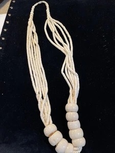Vintage 6 Strang Rinderknochen riesige Tribal Halskette 30" 5131 - Bild 1 von 7