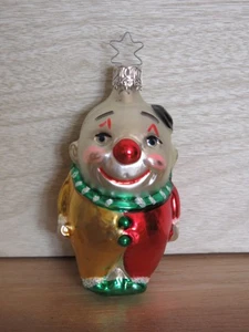 Vintage Inge West Germany mundgeblasenes Glas Clown Zirkus Weihnachtsschmuck 4 Zoll - Bild 1 von 12