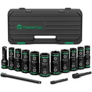 Lug Nut Impact Socket Set, 14Pcs 1/2" & 1/4" Metric & SAE Socket Set, CR-MO S... - Bild 1 von 7