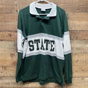Nutmeg Mills Michigan State Made In USA Vintage Long Sleeve Polo Size XL - Picture 1 of 5