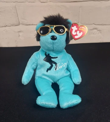 Elvis Ty Beanie Bear. 2008 Blue Beanie Shoes Collectable Soft Toy Plush with tag - Image 1 of 4