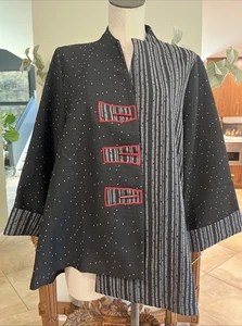 moonlight y s fashion asymmetrische Jacke Damen XL schwarz gepunktet gestreift Q - Bild 1 von 8