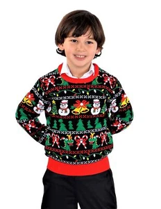 SOCAL LOOK Kids Ugly Christmas Sweater - Funny Holiday Pullover for Boys & Girls - Picture 1 of 11
