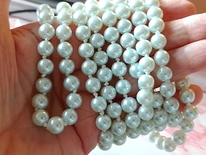 "NN14"- gorgeous extra long glass faux pearl beads individually knotted necklace - Picture 1 of 3