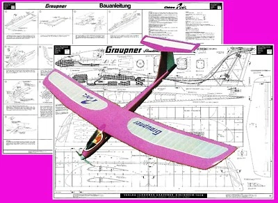 Graupner Model Airplane Plans (RC): Elektro Pink 78" Wingspan EP'ed Sailplane - Image 1 of 2
