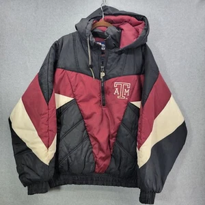 Vintage Texas A&M Aggies puffer Jacket Pro Player Sz XXL 90s hooded pullover - Picture 1 of 16