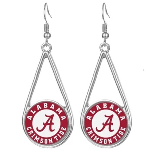 Alabama Crimson Tide Womens Silver Drop Dangle Earrings w Gift Pkg D29 - Picture 1 of 5