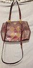 Coach BROOKE 34890 Carryall Leather Burgundy Patchwork Bag INCLUDES Wallet