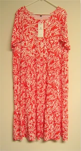 NWT 3XL Younrui Women's Plus Sz Hawaiian Tropical Midi Dress Pockets Floral Leaf - Picture 1 of 5