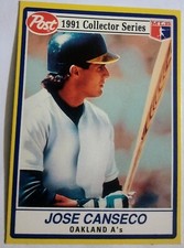 1991 Post Baseball Jose Canseco Collector Series #4 Oakland Athletics FREE SHIP 
