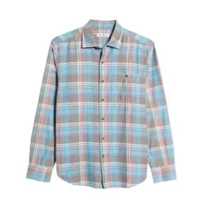 Tommy Bahama Men's Long Sleeve Fresno Plaid Button Front Shirt Fog Gray, XLT - Picture 1 of 6
