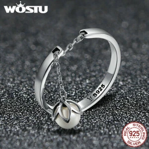 Wostu 925 Sterling Silver Flower Tears Wedding Open Ring CZ Fashion Gift Party