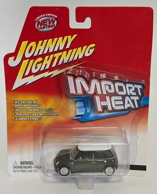 2003 Johnny Lightning Import Heat Mini Cooper Green W/ White Top - Image 1 of 4