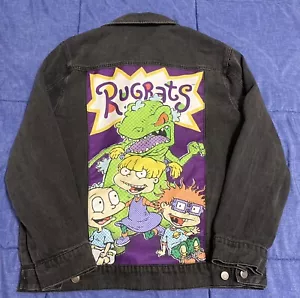 Vintage Nickelodeon Rugrats Denim 90s Jacket Black Large - Picture 1 of 6