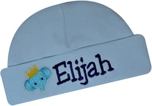 Personalized 100% Cotton ELEPHANT Baby Hat with Custom Embroidered Name - Picture 1 of 4