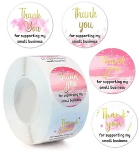 50x Thank you Stickers - Pink Gold 38mm Supporting Small Business Parcel - Imagen 1 de 1