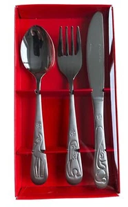 Kinderbesteck Bamby, 3-teilig Besteck für Kinder, Gabel Messer Löffel Tiermotiv - Bild 1 von 3