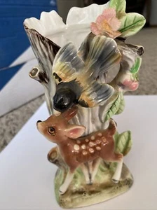VINTAGE ENESCO HIRSCH & VOGEL ÜBERTOPF, BAUMVASE, ENTZÜCKENDES KITSCH VITRINENSTÜCK - Bild 1 von 6