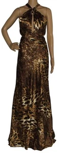 Womens Maxi Dress Size Small Animal Print Formal prom halter sexy open back - Picture 1 of 10