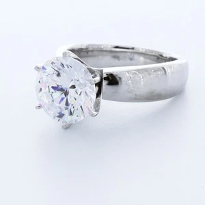 KLASSISCHER SOLITÄRRING 5 KARAT NATÜRLICHER DIAMANT E/SI1 RUNDSCHLIFF 14 K WEISSGOLD KRAPPEN - Bild 1 von 3