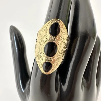 Black Tone Geometric Open Rings Adjustable Size - Image 1 of 4