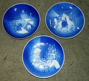 B&G Bing & Grondahl Weihnachtsteller 1977 1978 1979 blau Porzellan Denmark Lot 3 - Bild 1 von 8