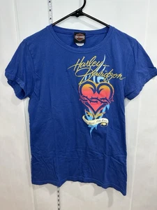 Harley Davidson Women's T-Shirt Blue Eden Prairie MN Harley Davidson Size L - Picture 1 of 7