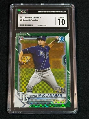 2021 Bowman Chrome X Shane McClanahan RC Green X-Fractor 19/31 CGC 10 - Image 1 of 4
