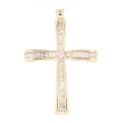 .82ctw Diamond Channel-Set Religious Cross Pendant No Chain 10k Yellow Gold - Image 1 of 4